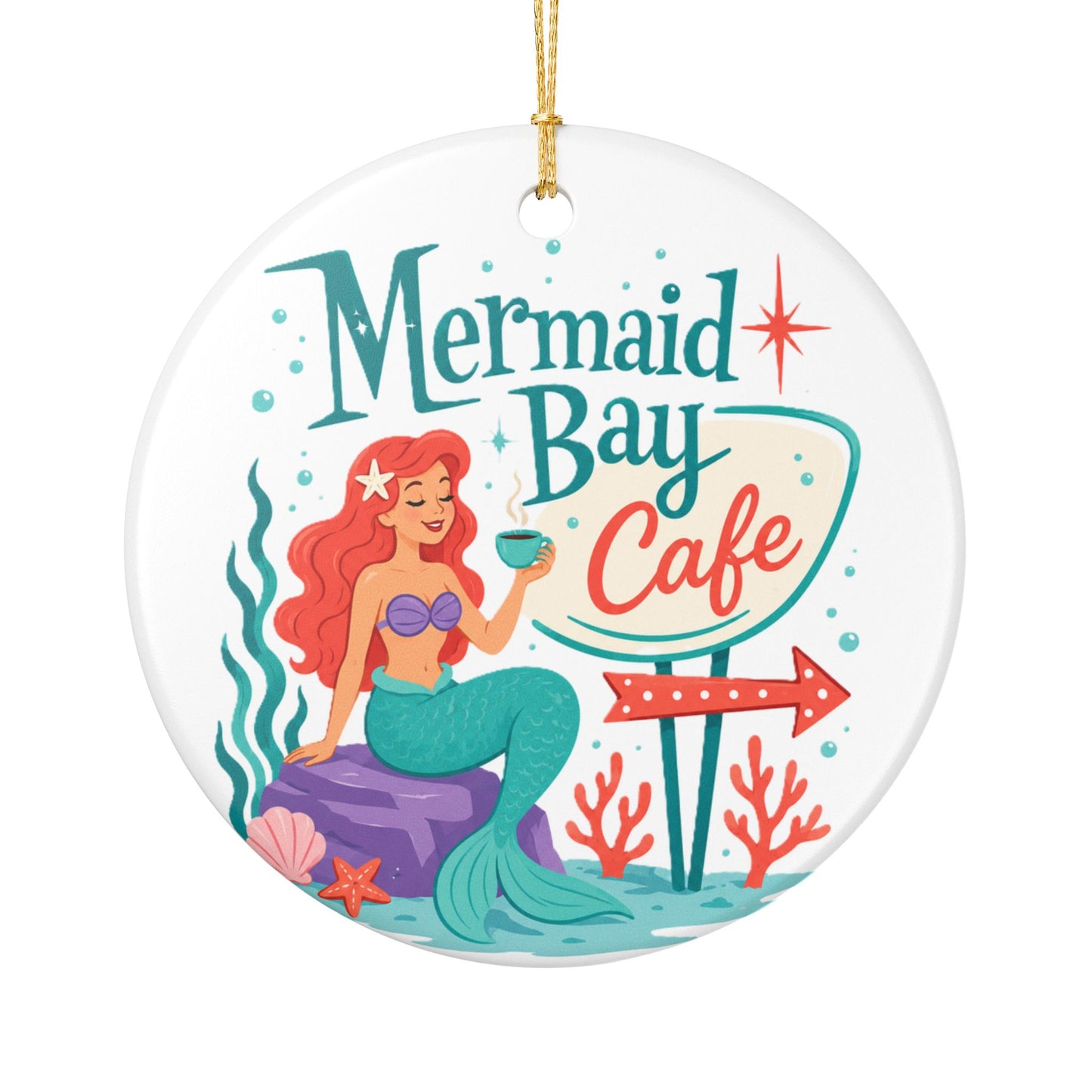 Mermaid Bay Cafe Ceramic Ornament