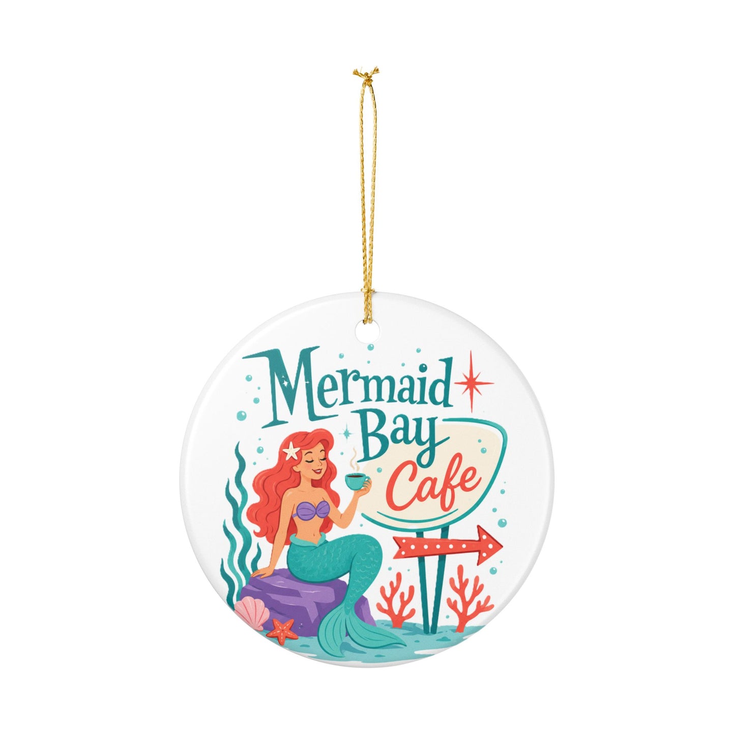 Mermaid Bay Cafe Ceramic Ornament
